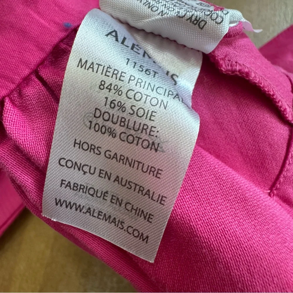 Alemais Pink Ruffle Blouse Cropped Half‎ Sleeve Size 2 Silk Cotton New Fuchsia